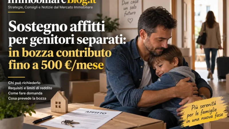Sostegno affitti per genitori separati: in bozza contributo fino a 500 €/mese