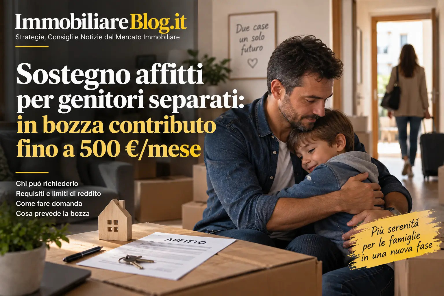 Sostegno affitti per genitori separati: in bozza contributo fino a 500 €/mese